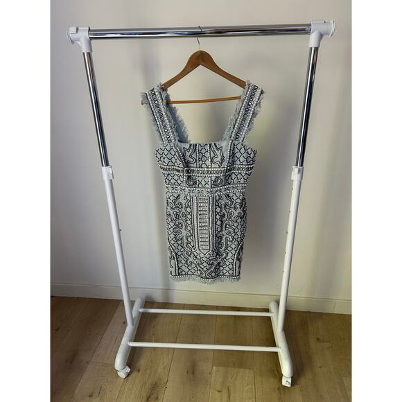 NWOT Asos Classy Light Blue Beaded Mini Dress Size 6 - Picture 2 of 5